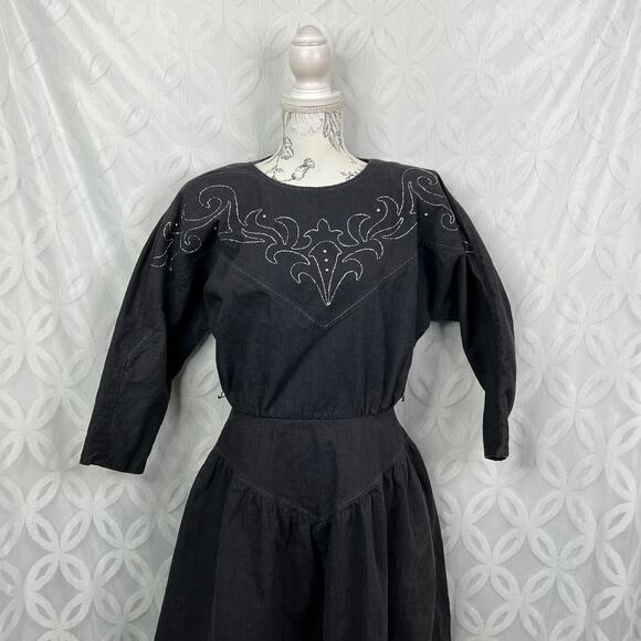 Vintage 80s PG Collections Ginger Bort Size 10 Western Embellished Dress - Picture 6 of 13